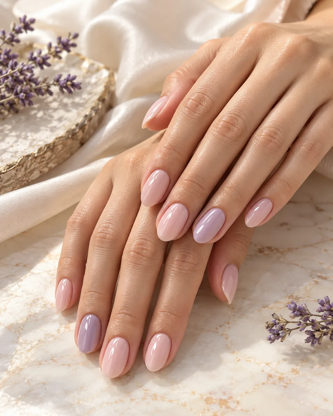 Editorial inspiration for a classic milky pink manicure