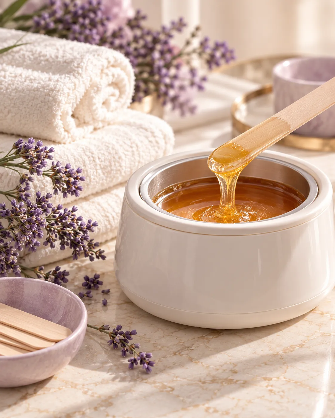 Editorial beauty still life suggesting waxing services